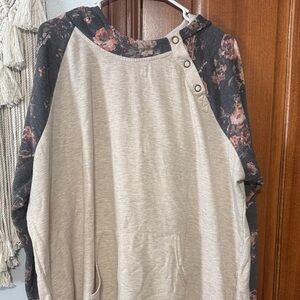Maurices Beige and Floral Hoodie